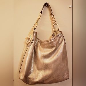 COACH--PEYTON METALLIC ROSE PEWTER SHIMMER SHOULDER BAG